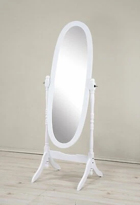ClassicWhite Adjustable Oval Wooden Bedroom Freestanding design Floor Mirror - Image 1 of 2