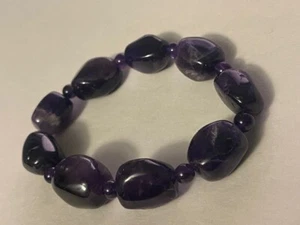 Natürlicher Amethyst Stein Perlen Armband Lila Kristall Edelstein Stretch - Bild 1 von 6