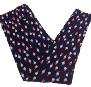 Lularoe Leggings Size Tall & Curvy TC Black W Mulit Color Cones Diamonds Unicorn - Picture 1 of 4