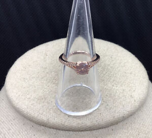 Bomb Party Rose Gold Plated Light Brown & Clear Cz Fashion Ring Sz 7 Q963