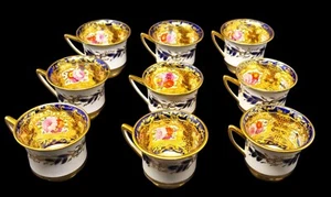 JUEGO DE 9 TAZAS DE TÉ POLICROMADAS ROYAL CROWN DERBY DEMITASSE - Imagen 1 de 6