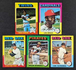 1975 Topps Baseball Star Lot 5 Cards Carlton Fisk Carl Yastrzemski - Picture 1 of 3