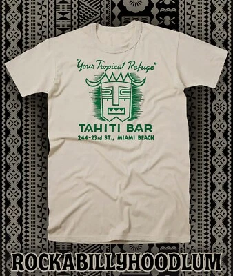 Retro Tiki Art Tee T Shirt Mug Restaurant Tahiti Bar Store Miami Beach FL - Image 1 of 4