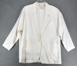Linda Allard Ellen Tracy Vintage 2 Pc Jacket and Shirt Size 10 Linen Ivory - Picture 1 of 18
