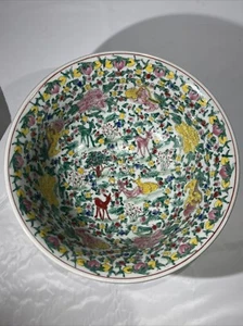 Antike chinesische Doucai 100 Hirsche Ming Stil Emaille Porzellan Servierschale - Bild 1 von 15
