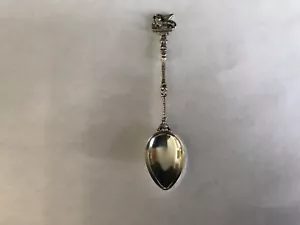 Cucchiaio ricordo vintage in argento 800 con figura leone lungo 4 3/4" marcato 800 - Foto 1 di 6