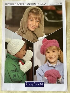 Hayfield knitting pattern 00853. DK & Aran hats & gloves 5-12 yrs. Original. - Picture 1 of 5