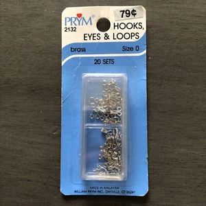 PRYM Hooks, Eyes & Loops brass size 0 20 sets #2132 - Picture 1 of 2