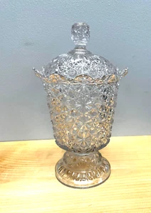 Vintage Scalloped American Cut Glass Compote with Lid - Picture 1 of 4