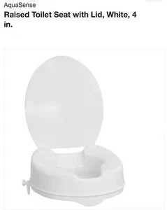 AquaSense Raised Toilet Seat with Lid, White, 4-Inches - Picture 1 of 4
