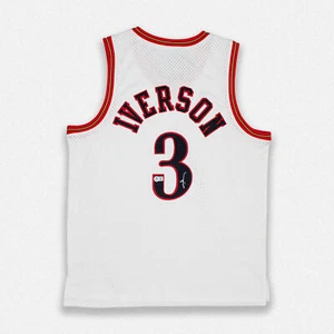 Maglia bianca Allen Iverson Philadelphia 76ers firmata autografata stile professionale BAS - Foto 1 di 2