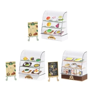 Pretend Play Bakery Scene Set Mniature Counter Display Case and Dessert Figure - Picture 1 of 11