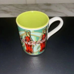 Coca Cola Coffee Cup Mug 4 1/2" Green & Blue Made By Gibson Vintage 2003 - Picture 1 of 6
