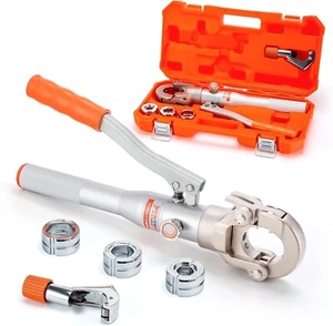 Copper Tube Fittings Hydraulic Pipe Crimping Tool with 1/2",3/4" and 1" Jaw Copp - Picture 1 of 6