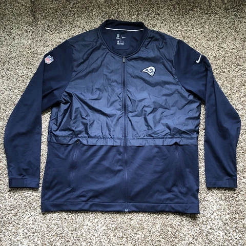 Nike Los Angeles Rams Full Zip Jacket On Field Apparel Blue Mens Size XXL Cover