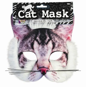 Cat Mask 3D Screen Print Realistic Look Soft Face Mask Fun Fur Adult Or Child - Picture 1 of 1