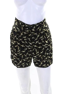 Giada Forte Womens Silk Bird Print Pleated Front Shorts Black Ivory Size 0 - Picture 1 of 4