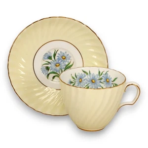 Adderley England Blue Daisy Tea Cup & Saucer Set Fine Bone China - Picture 1 of 4