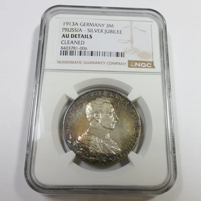 1913 A NGC AU Details - Prussia Silver Jubilee Germany 3 Mark Coin #57988A - Image 1 of 3