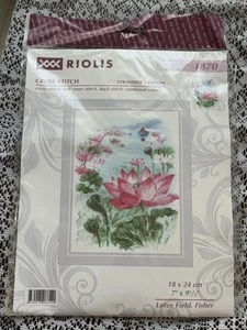 Riolis Counted Cross Stitch Lotus Field 7” X 9.5” Cotton #1870 New - Picture 1 of 4