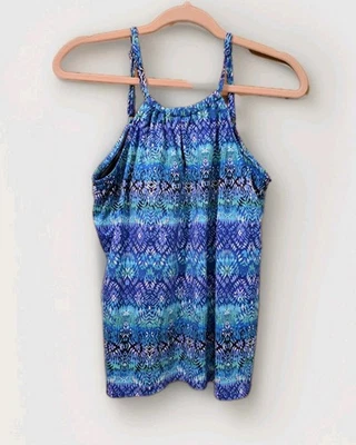 Top de natación Miraclesuit Peephole Tankini, azul Curazao, para mujer talla 12 usado en excelente estado Foto 1 de 4