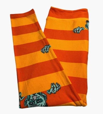 Leggings LuLaRoe TC alta curvilínea listra laranja PEEK Frankenstein Monster HALLOWEEN - Imagem 1 de 4