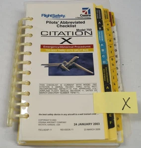 Cessna Pilots Abbreviatd Checklist Model 750 Citation X EMERGENCY PROCEDURE C243 - Picture 1 of 9