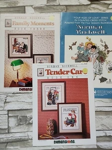 3x Norman Rockwell Kreuzstichmuster Tender Care Family Moments Love - Bild 1 von 9