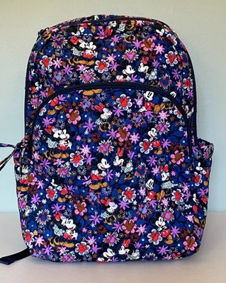 Vera Bradley Disney Essential Large Backpack Mickey & Minnie Sweet Floral Blue - Image 1 of 4