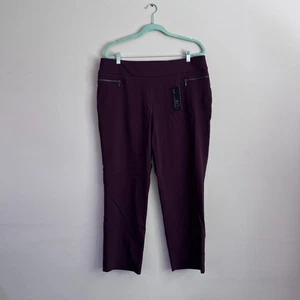 Pantaloni Avenue Super Elasticizzati Pull On Gamba Dritta - Taglia 14P - Borgogna - Foto 1 di 5