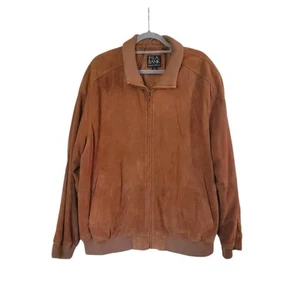 Jos A Bank Signature Collection Men's XL Brown Suede Leather Bomber Zip Jacket - Picture 1 of 12