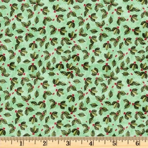 Wonderful Christmastime Pistachio Holly Toss 30340 H Fabric by half yd - Picture 1 of 2