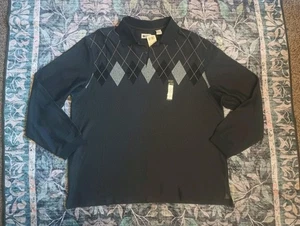 Polo uomo Haggar Argyle manica lunga XL grigia Heritage Old Money nuova con etichetta - Foto 1 di 7