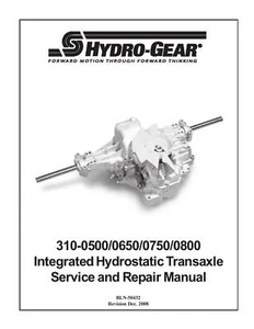 Hydro Gear 310-0500/0650/0750/0800 Transaxle Repair Man - Imagen 1 de 1