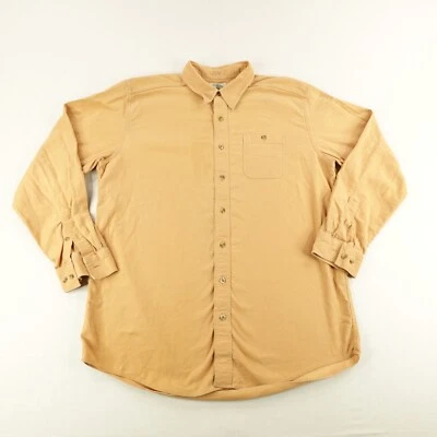 LL Bean Shirt Mens Large Tall Yellow Chamois Flannel Button Up Outdoors Work ^ - Image 1 of 4