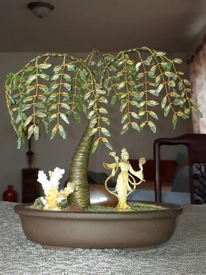 珊瑚碧玉金叶树紫砂盆景 Jade Chino Jaspe Hojas Doradas Árbol Coral Bailarina Yixing Pot Bonsai Foto 1 de 4