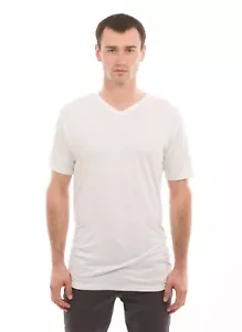 Men's Short Sleeve V-Neck 100% Bamboo Tshirt New WHITE XS - Picture 1 of 1