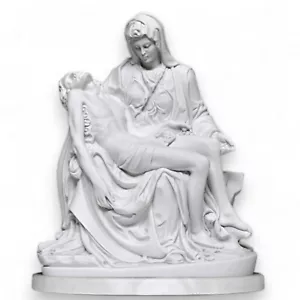 Pietà di Michelangelo Scultura da Tavolo in Marmo con Base in Alabastro H 7cm - Photo 1 sur 6