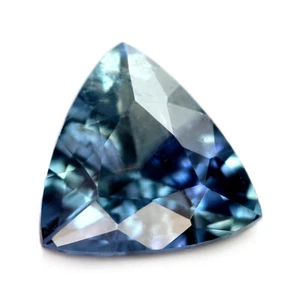 Certified 0.59ct Natural Teal Sapphire SI Clarity Madagascar 5.3x5mm Trillion - Picture 1 of 3