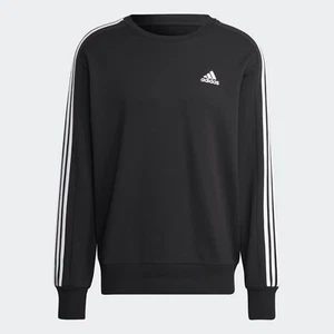 Adidas Essentials felpa maglia uomo French terry 3-Stripes colore nero - Foto 1 di 6