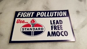 Vintage Standard Amoco Oil "Fight Pollution" Sticker Decal --New Old Stock - Picture 1 of 2