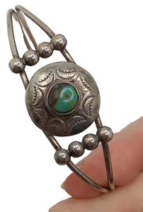 Brazalete pulsera turquesa navajo nativo americano esterlina - Imagen 1 de 12