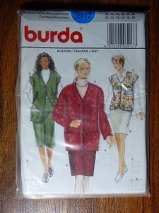 Traje falda para dama Burda patrón de costura 3917 talla 10-20 sin cortar - Imagen 1 de 3