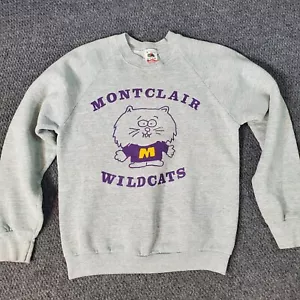 Vtg 80s 90s Fruit Of The Loom Crewneck Sweatshirt Montclair Wildcats Size M USA - Picture 1 of 6