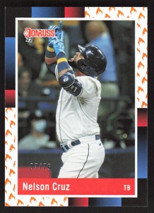2022 DONRUSS NELSON CRUZ 239 MINT ON FIRE EMOJI 7/75 BASEBALL TAMPA BAY RAYS