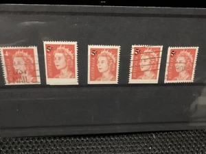 AUSTRALIA- Queen Elizabeth II Stamp Red ( 5c On 4c ) Australian Stamp x5 - Picture 1 of 6