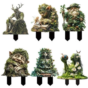 1x Fairy Garden Stake 2D Acrylic Flower Pot Decoration for Yard Lawn Patio - Picture 1 of 18