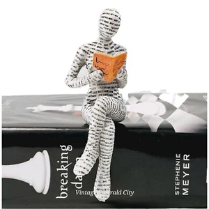 Resin Woman Reading Book Figurine Human Modern Sculpture Bookshelf Words On Skin - Picture 1 of 16