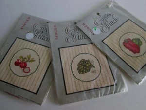 3 Singer COUNTED CROSS STITCH Kits GARDEN VEGETABLES Peppers Radishes Artichoke - Picture 1 of 1