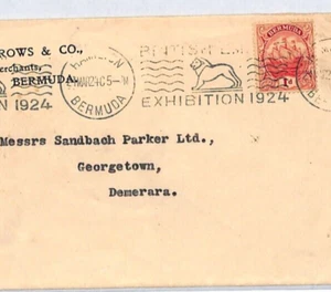 BERMUDA Cover Hamilton 1924 *WEMBLEY EXHIBITION* Slogan GUIANA Georgetown YJ124 - Picture 1 of 8